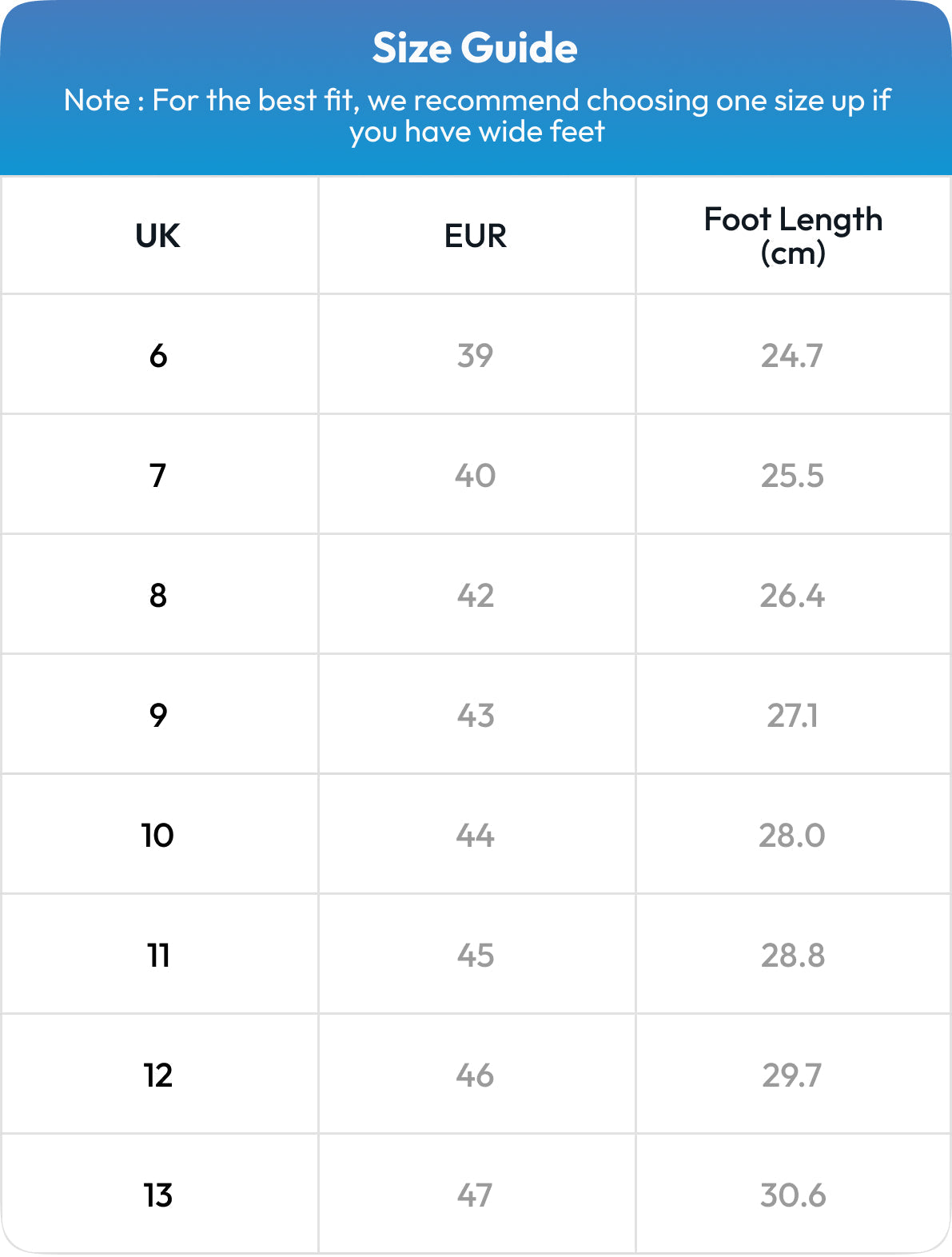 Size chart